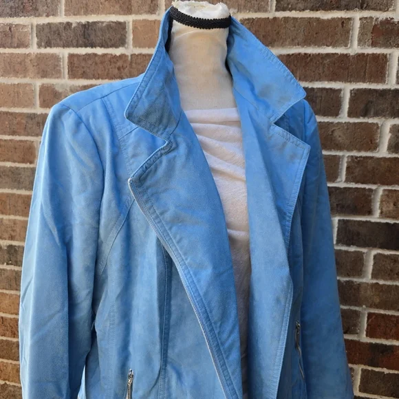 Allison Daley Blue Vegan Suede Jacket - Picture 11 of 13